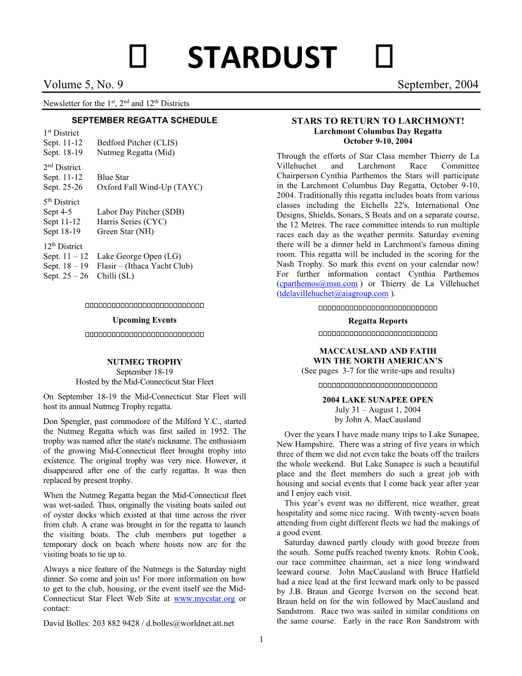 July Regatta Schedule