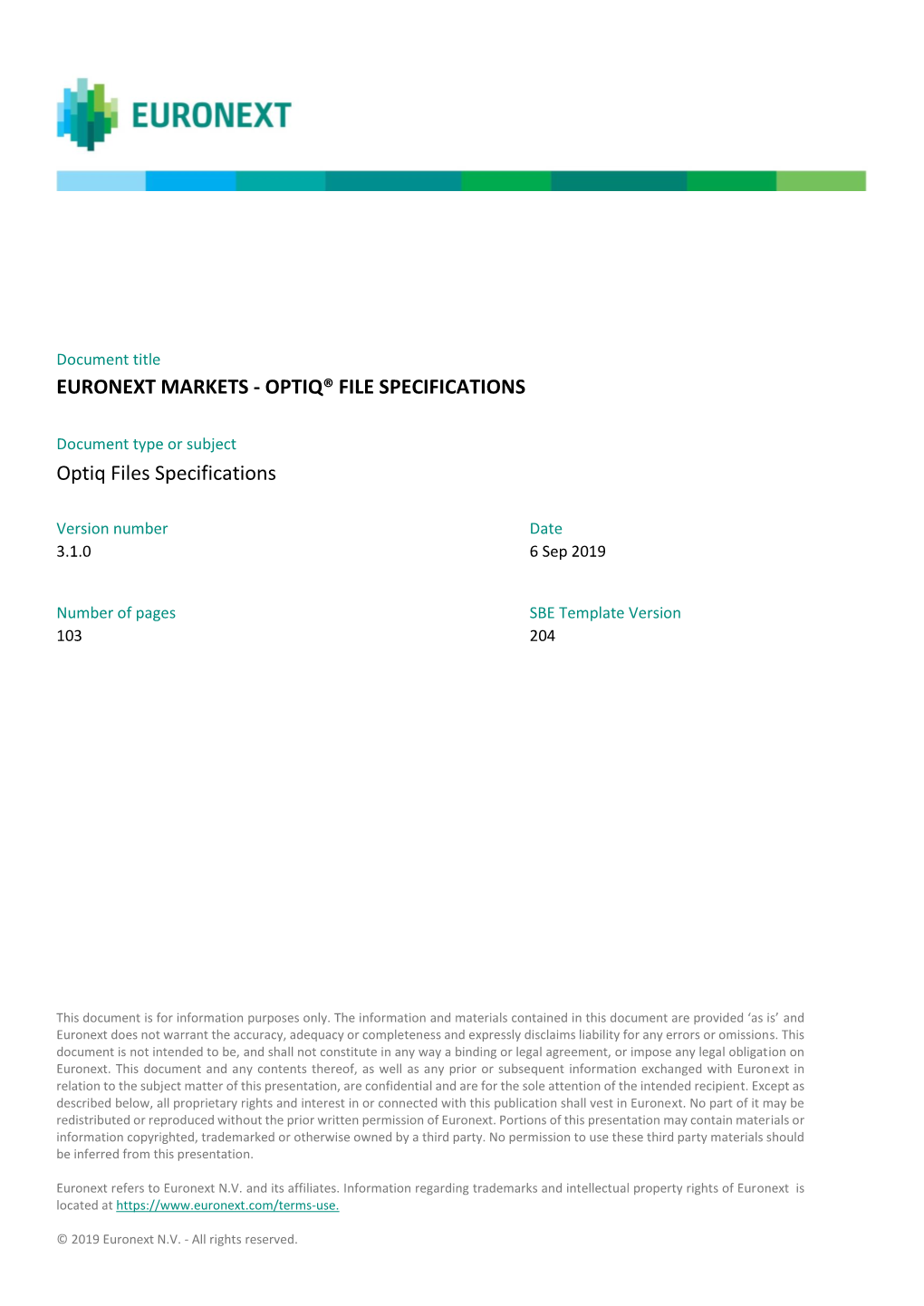 Euronext Markets - Optiq® File Specifications