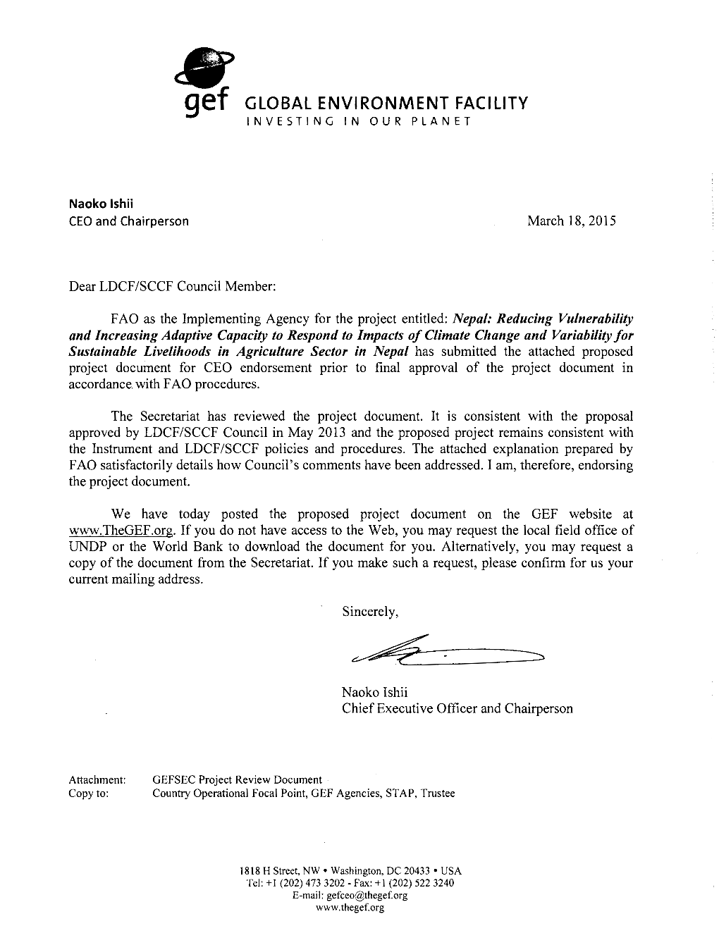 Council Notification Letter