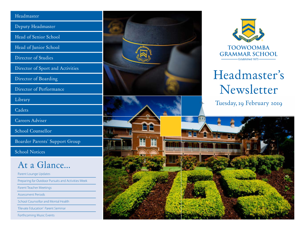 Headmaster's Newsletter