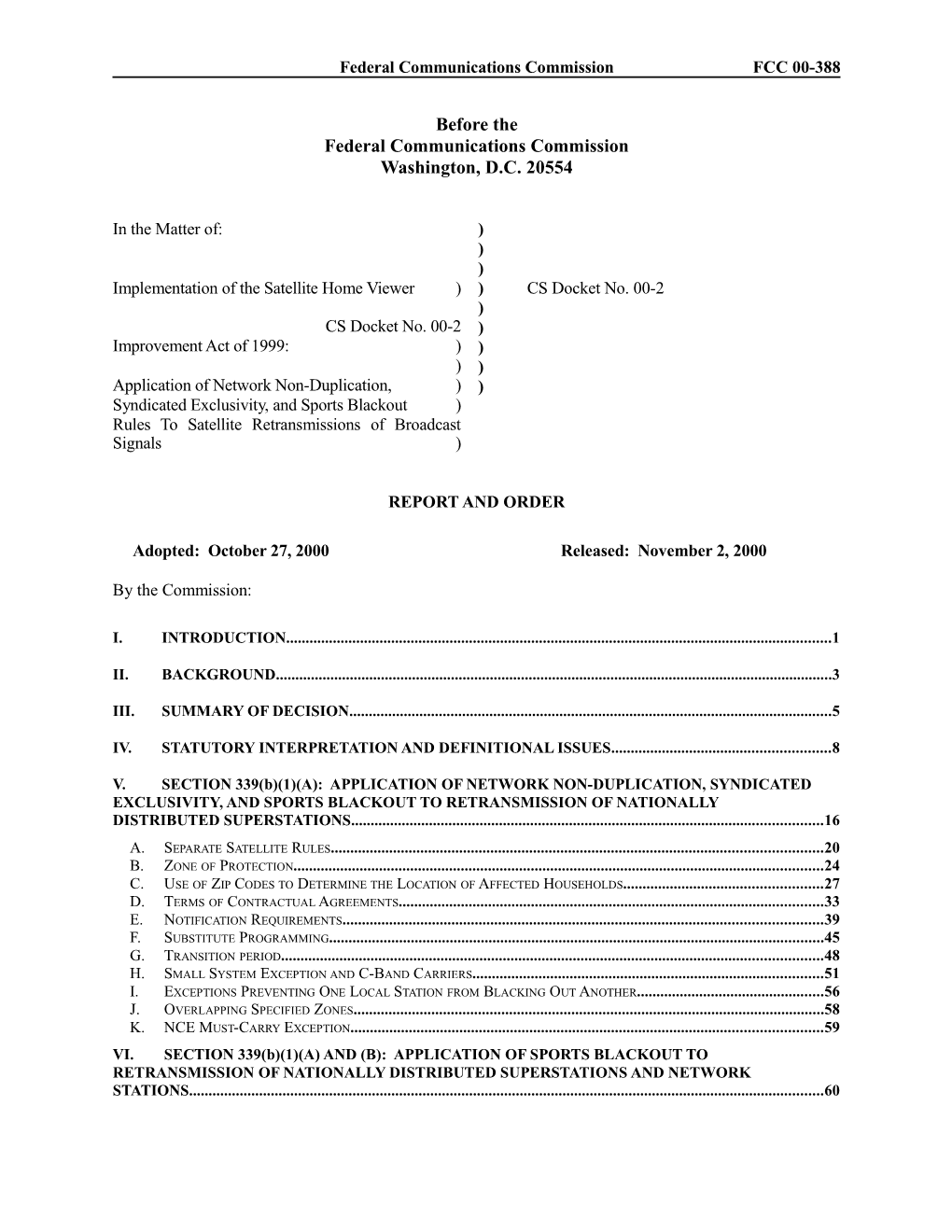 Federal Communications Commission FCC 00-388