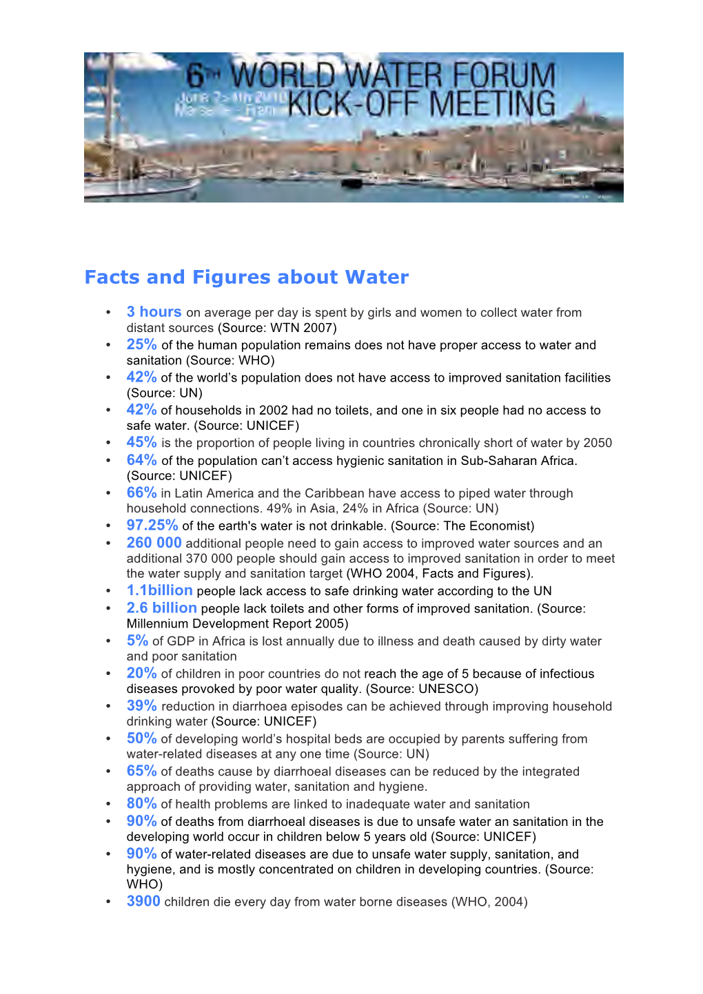 Facts and Figures About Water