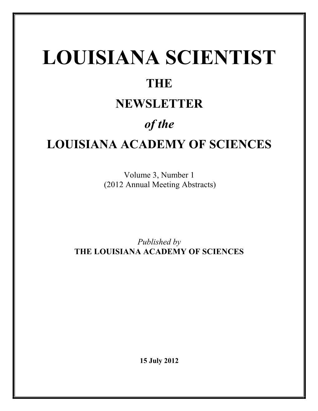 LOUISIANA SCIENTIST Vol. 3 No. 1