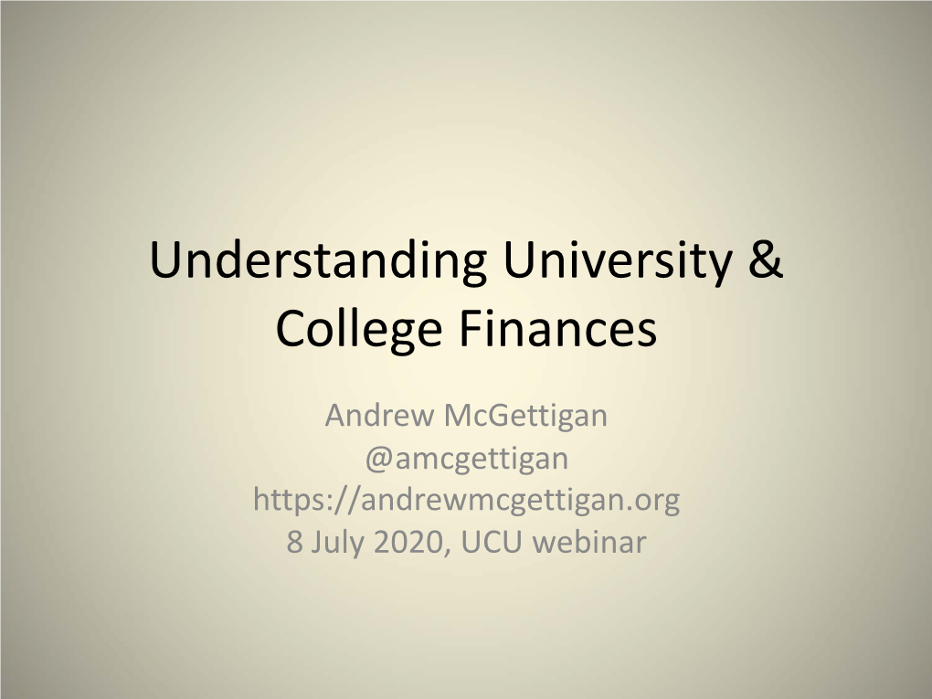 Understanding University & College Finances