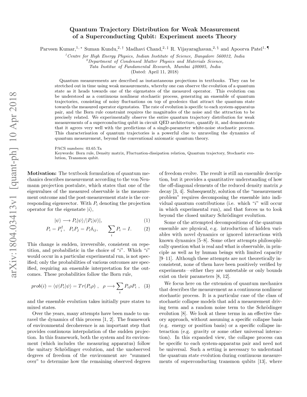 Quantum Trajectory Distribution for Weak Measurement of A