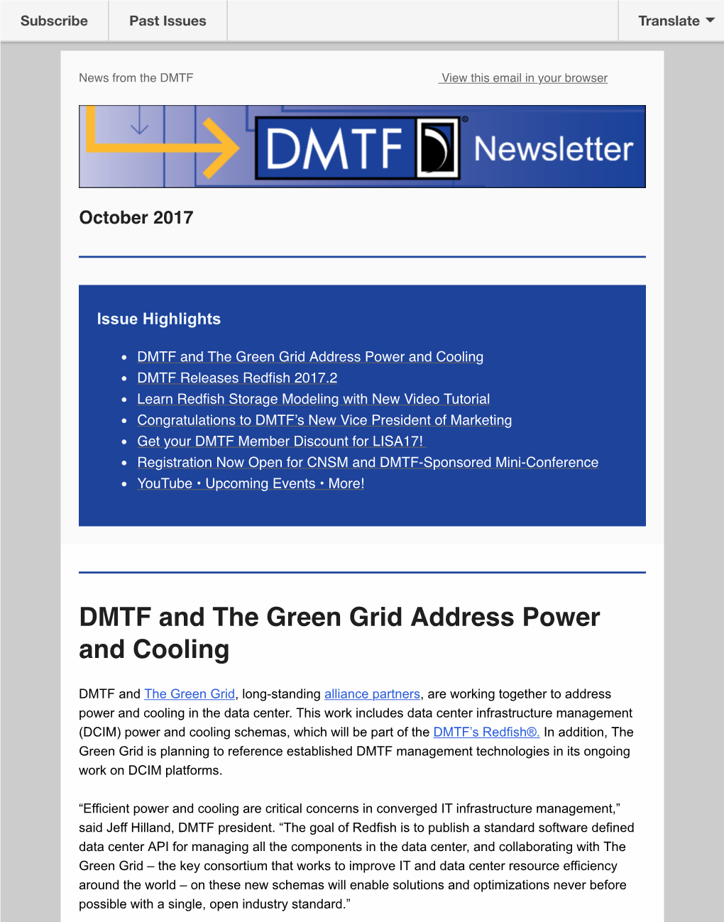 DMTF and the Green Grid Address Power and Cooling