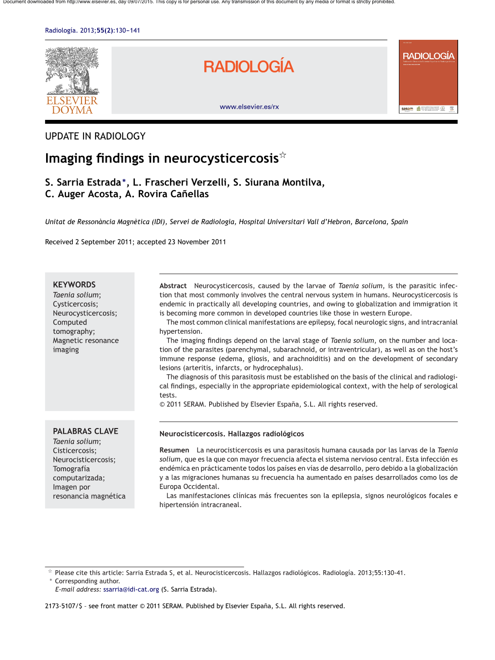 Imaging Findings in Neurocysticercosis