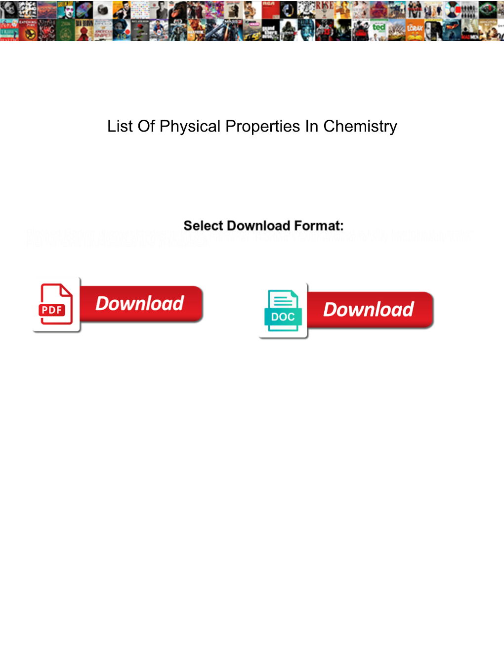 List of Physical Properties in Chemistry