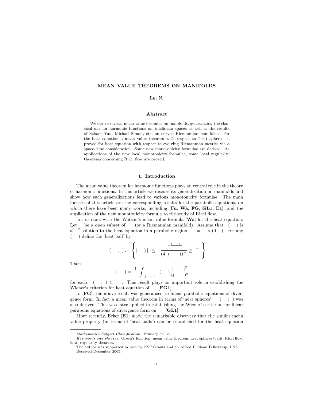 Mean Value Theorem on Manifolds