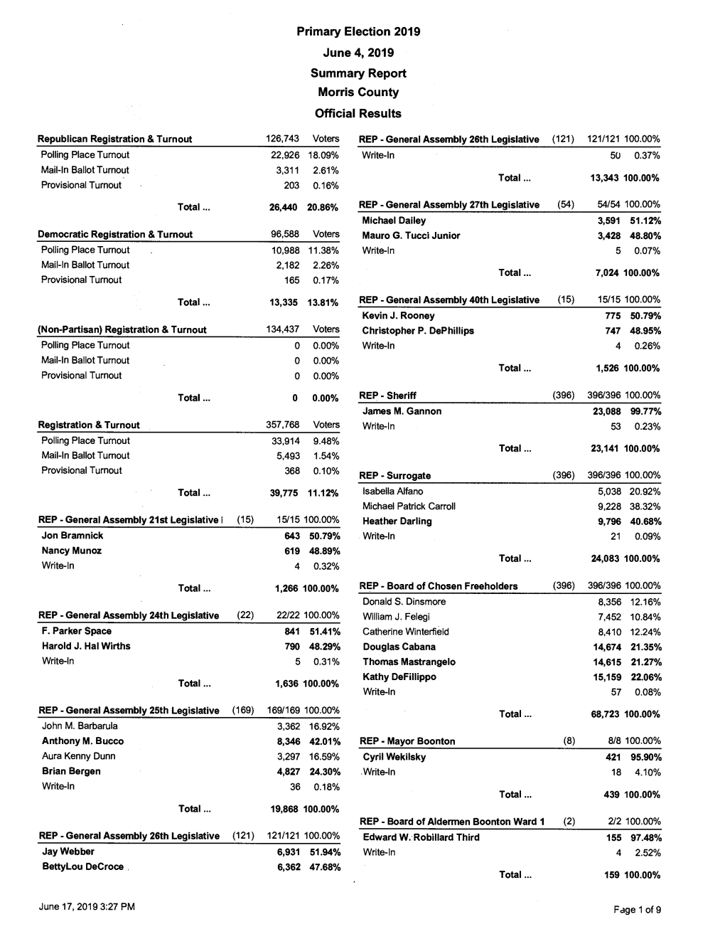 2019 Primary Election Summary Report