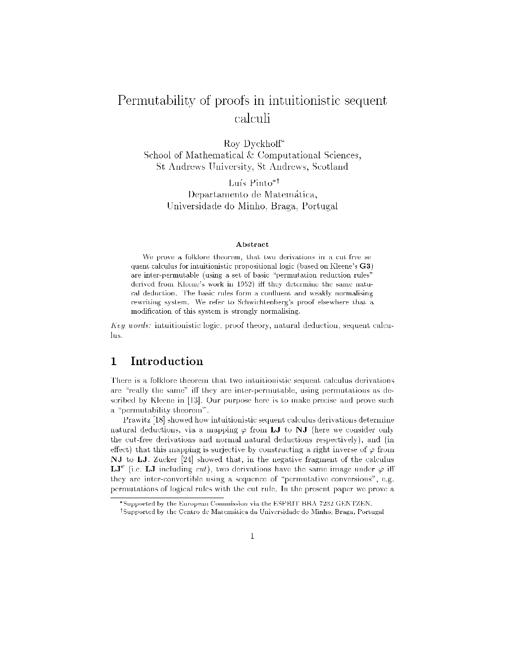 Permutability of Proofs in Intuitionistic Sequent Calculi