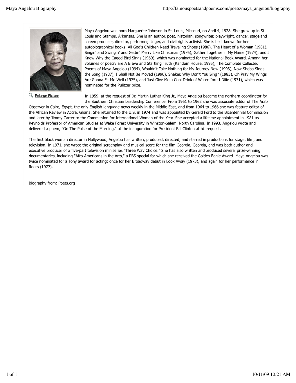 Maya Angelou Biography