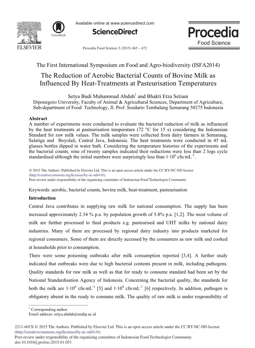 The Reduction of Aerobic Bacterial Counts of Bovine Milk As Influenced by Heat-Treatments at Pasteurisation Temperatures