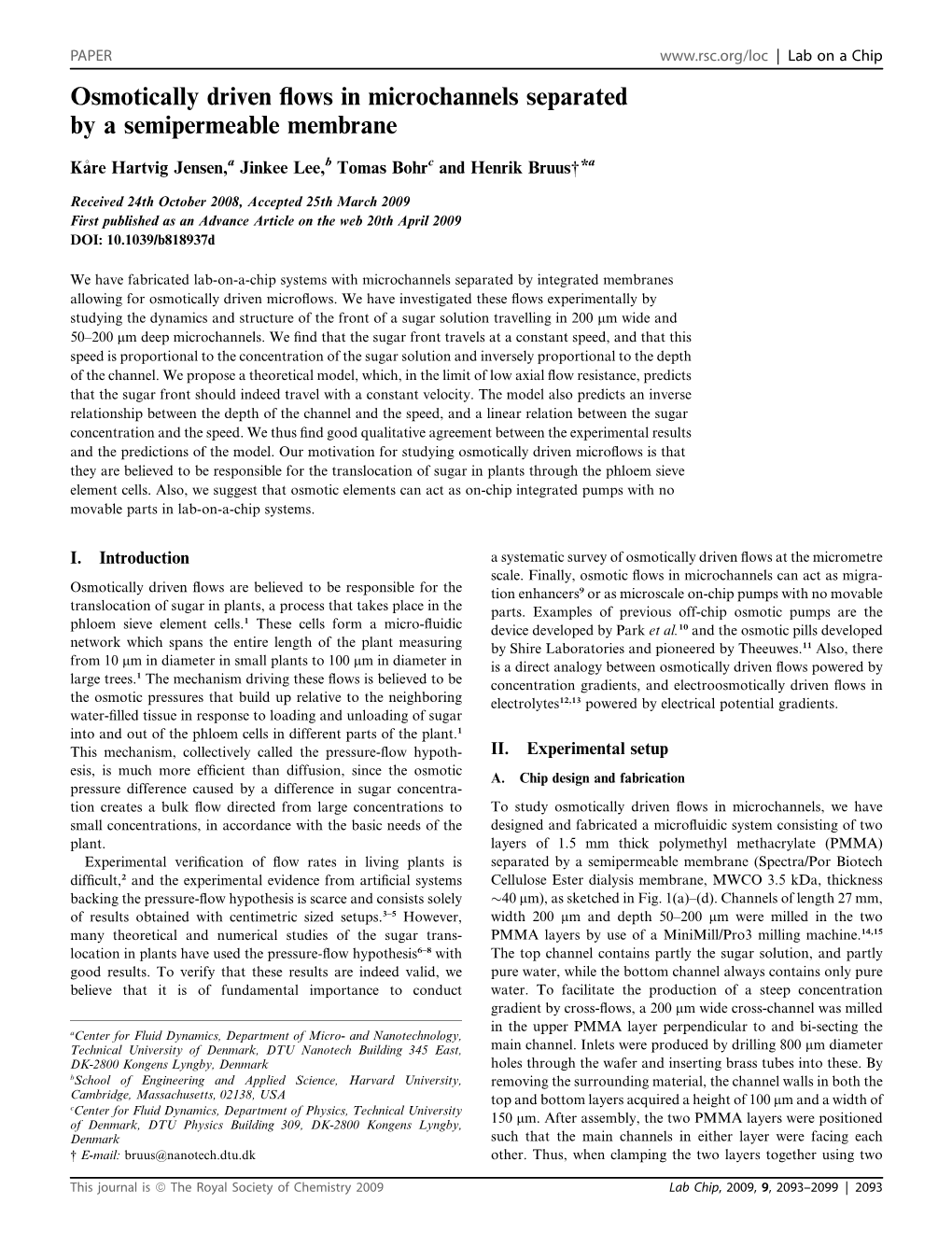 Osmotically Driven Flows in Microchannels Separated by A