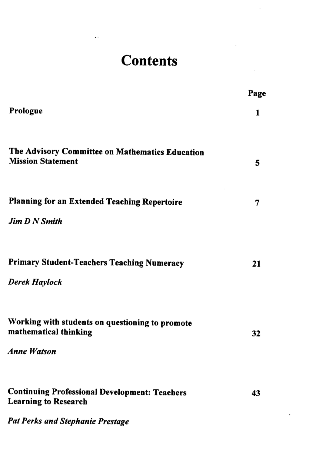 Teaching Repertoire