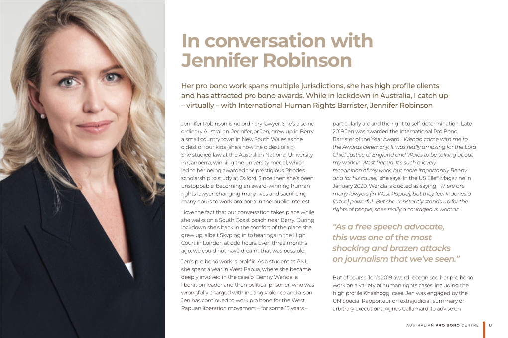 In Conversation with Jennifer Robinson