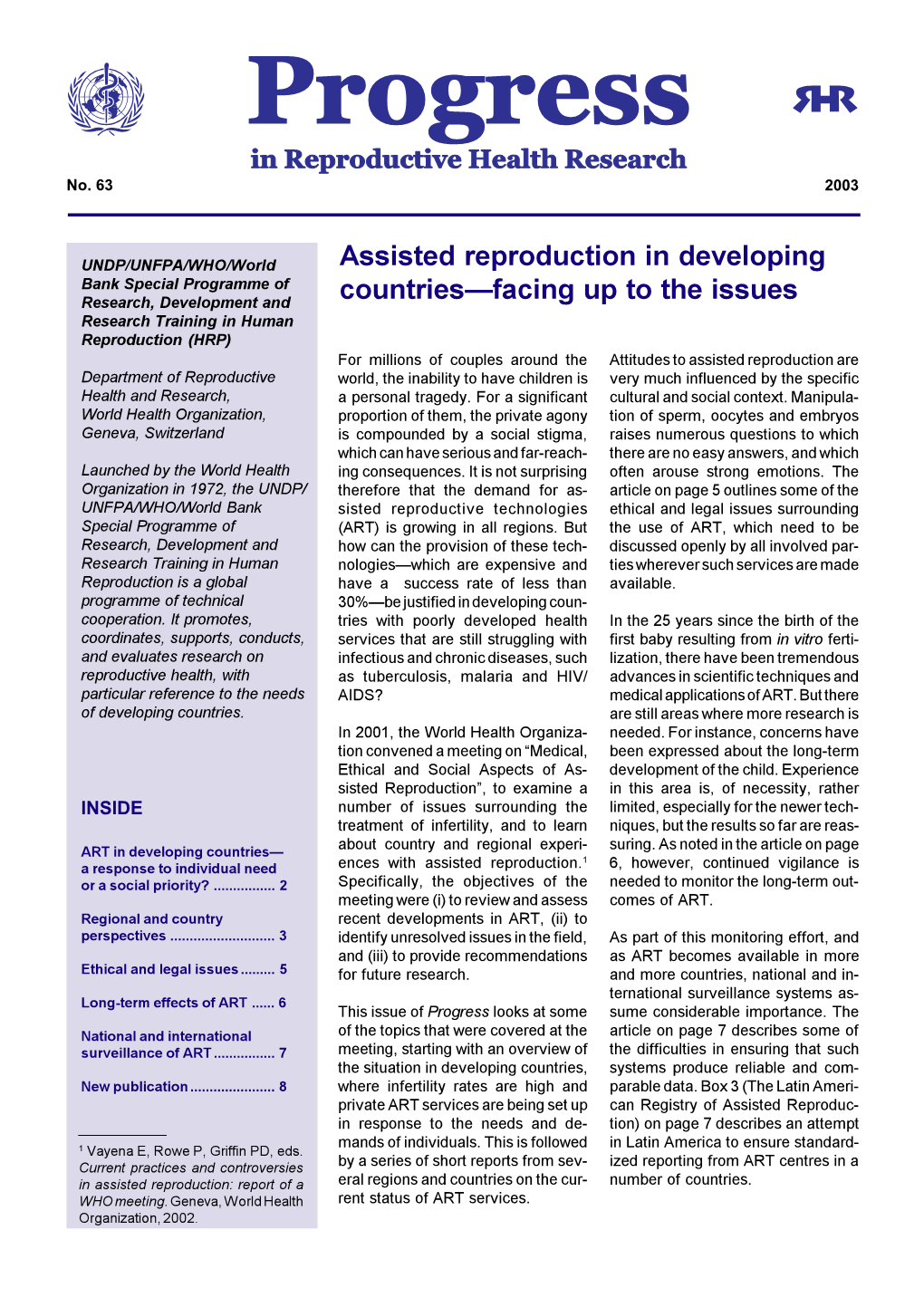 Assisted Reproduction in Developing Countries—Facing up to the Issues