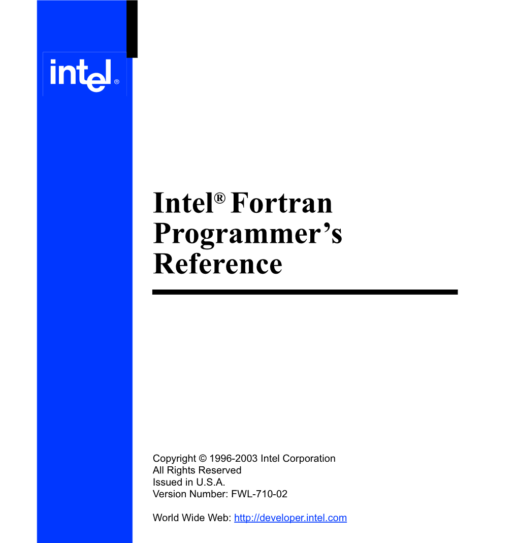 Intel ® Fortran Programmer's Reference