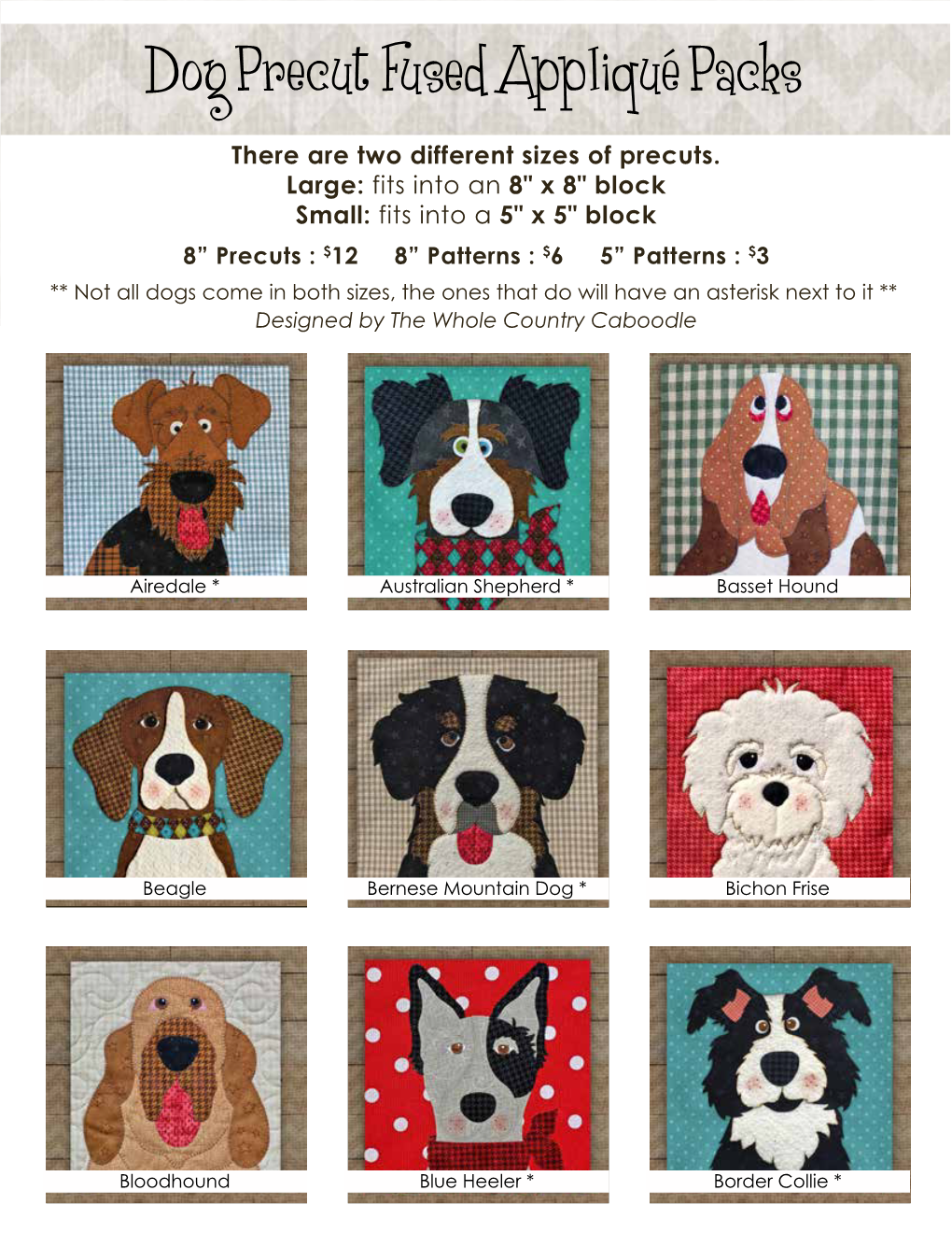 Dog Precut Fused Appliqué Packs