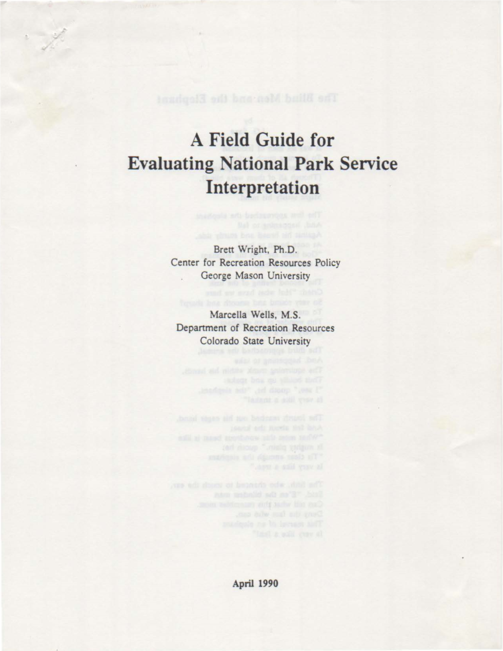 A Field Guide for Evaluating National Park Service Interpretation