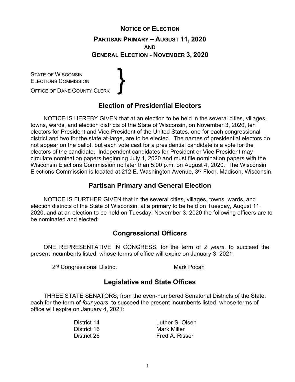 Offices to Be Elected at 1999 Spring Election