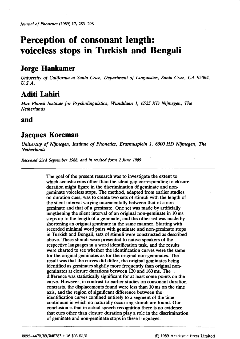 Perception of Consonant Length