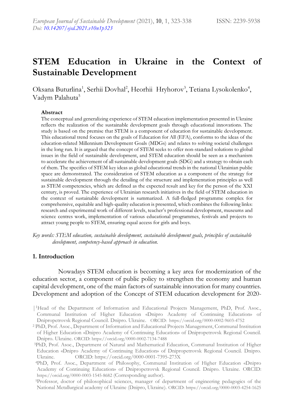 STEM Education in Ukraine in the Context of Sustainable Development