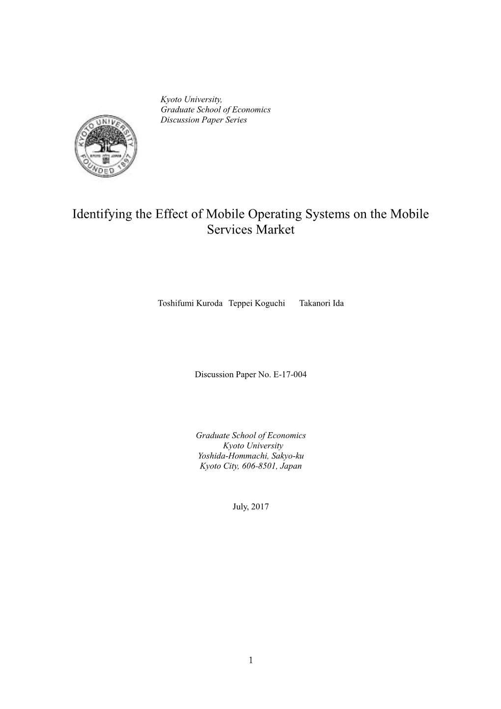Identifying the Effect of Mobile Operating Systems on the Mobile Services Market