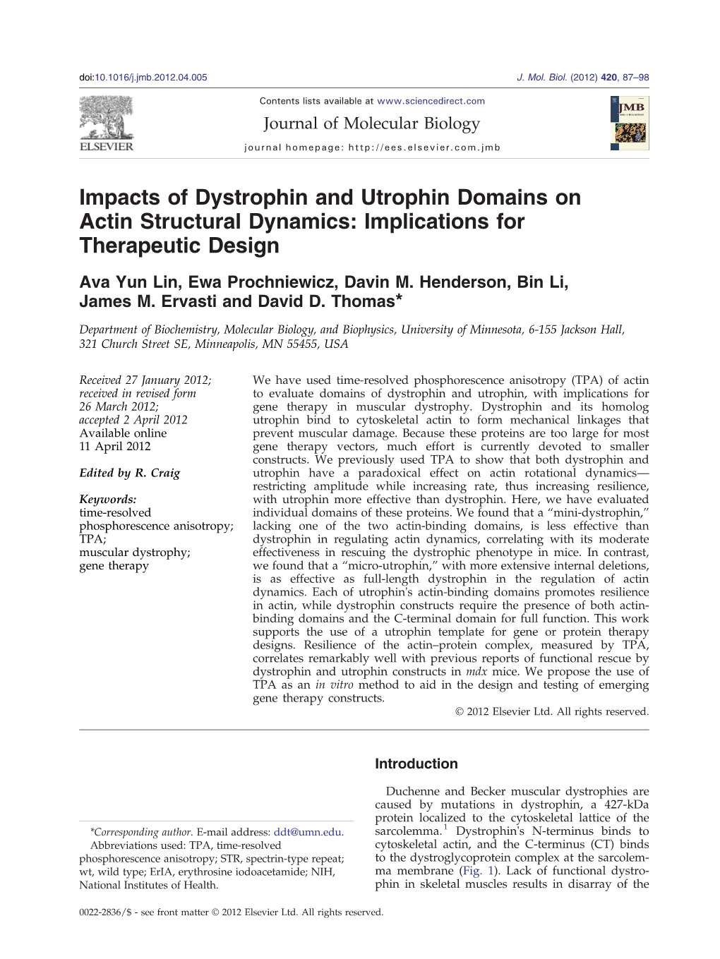 Impacts of Dystrophin and Utrophin Domains on Actin Structural Dynamics: Implications for Therapeutic Design