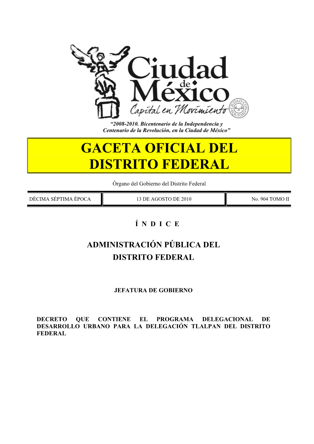 Programa Delegacional De Desarrollo Urbano Para La Delegación Tlalpan Del Distrito Federal