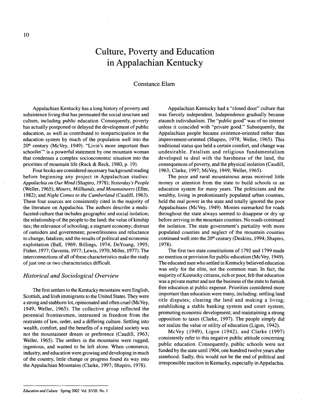 Culture, Poverty and Education in Appalachian Kentucky