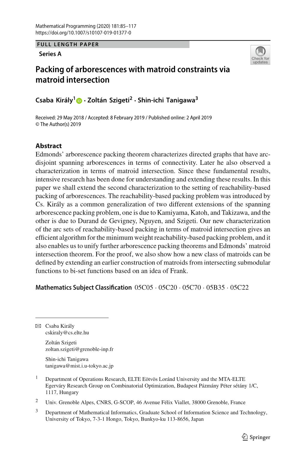 Packing of Arborescences with Matroid Constraints Via Matroid Intersection