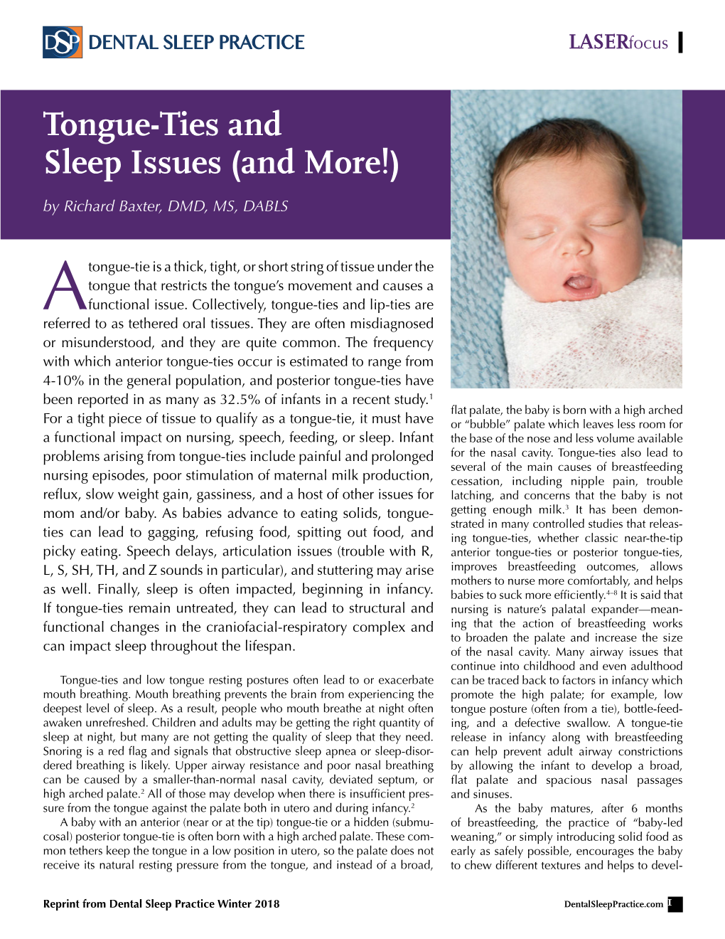 Tongue-Ties and Sleep Issues (And More!) by Richard Baxter, DMD, MS, DABLS