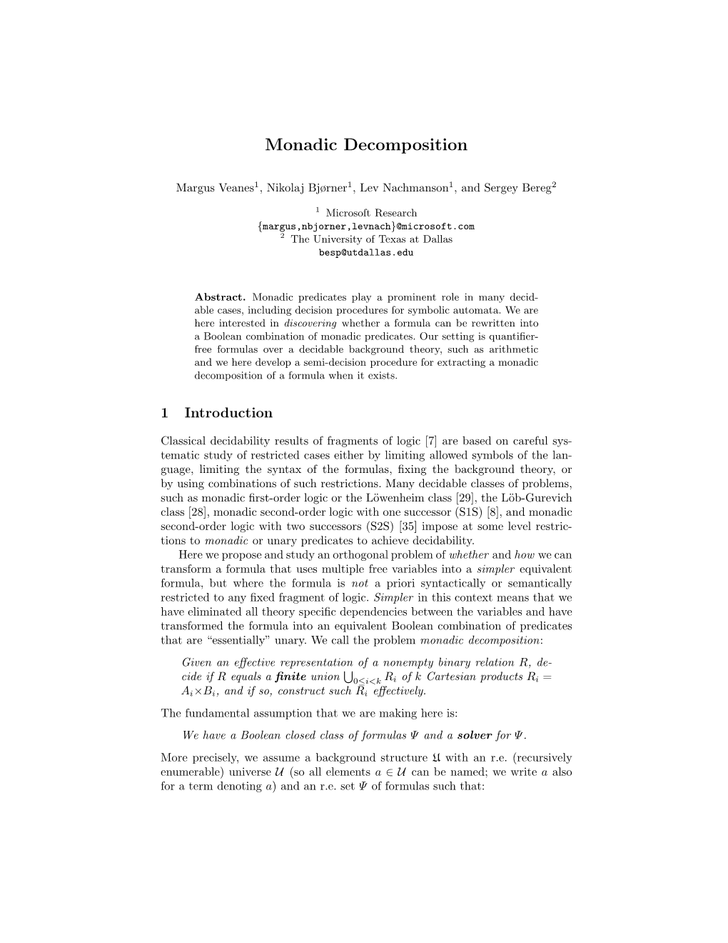 Monadic Decomposition