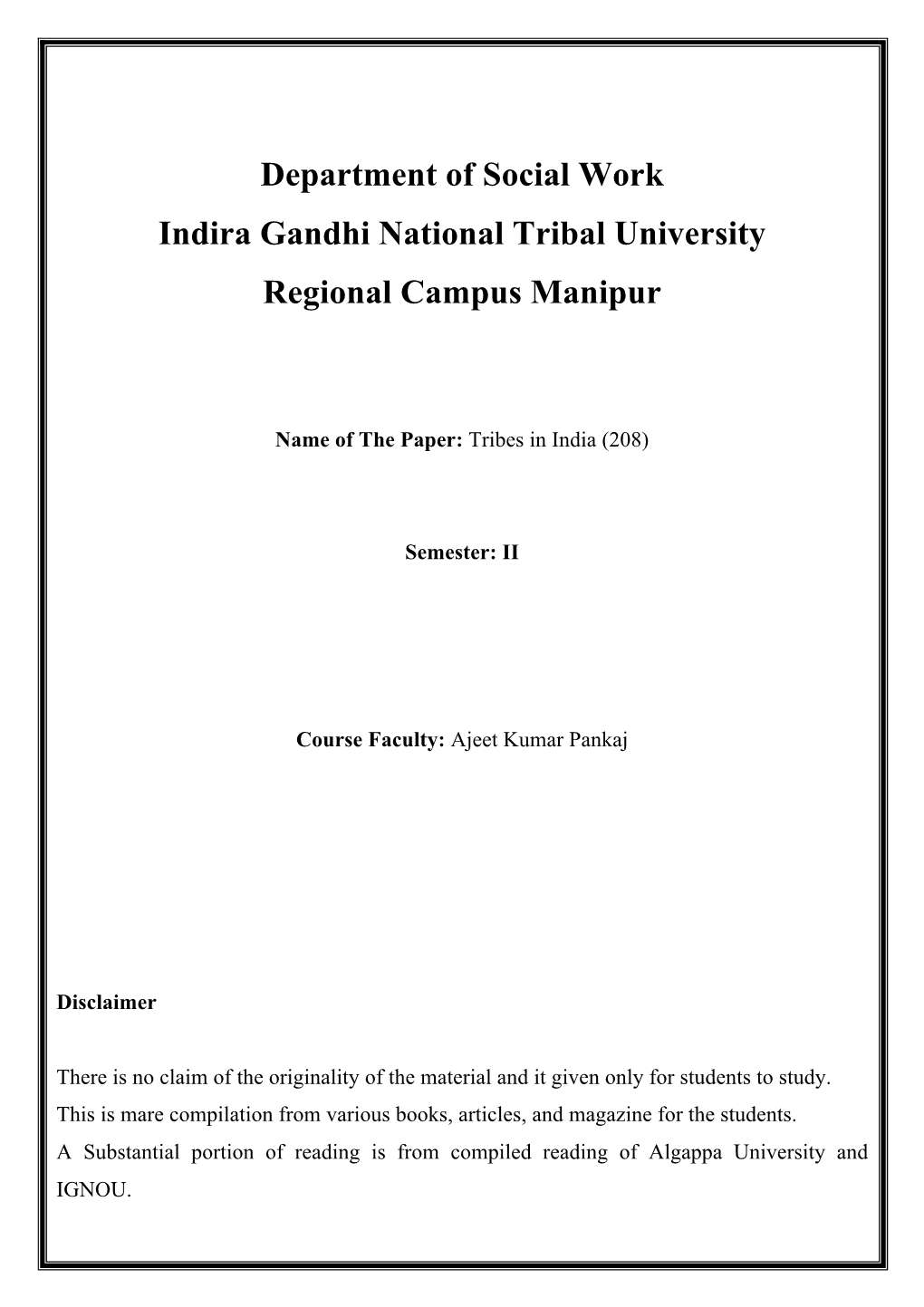 Tribes in India 208 Reading