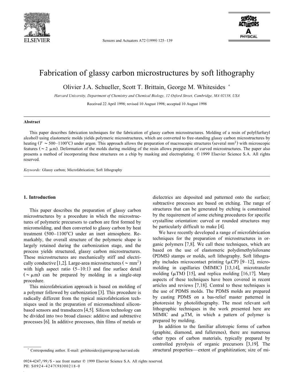 Fabrication of Glassy Carbon Microstructures by Soft Lithography