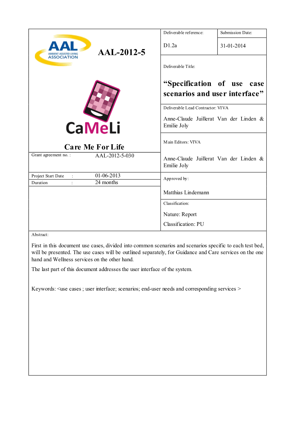 Cameli Deliverable Tempate