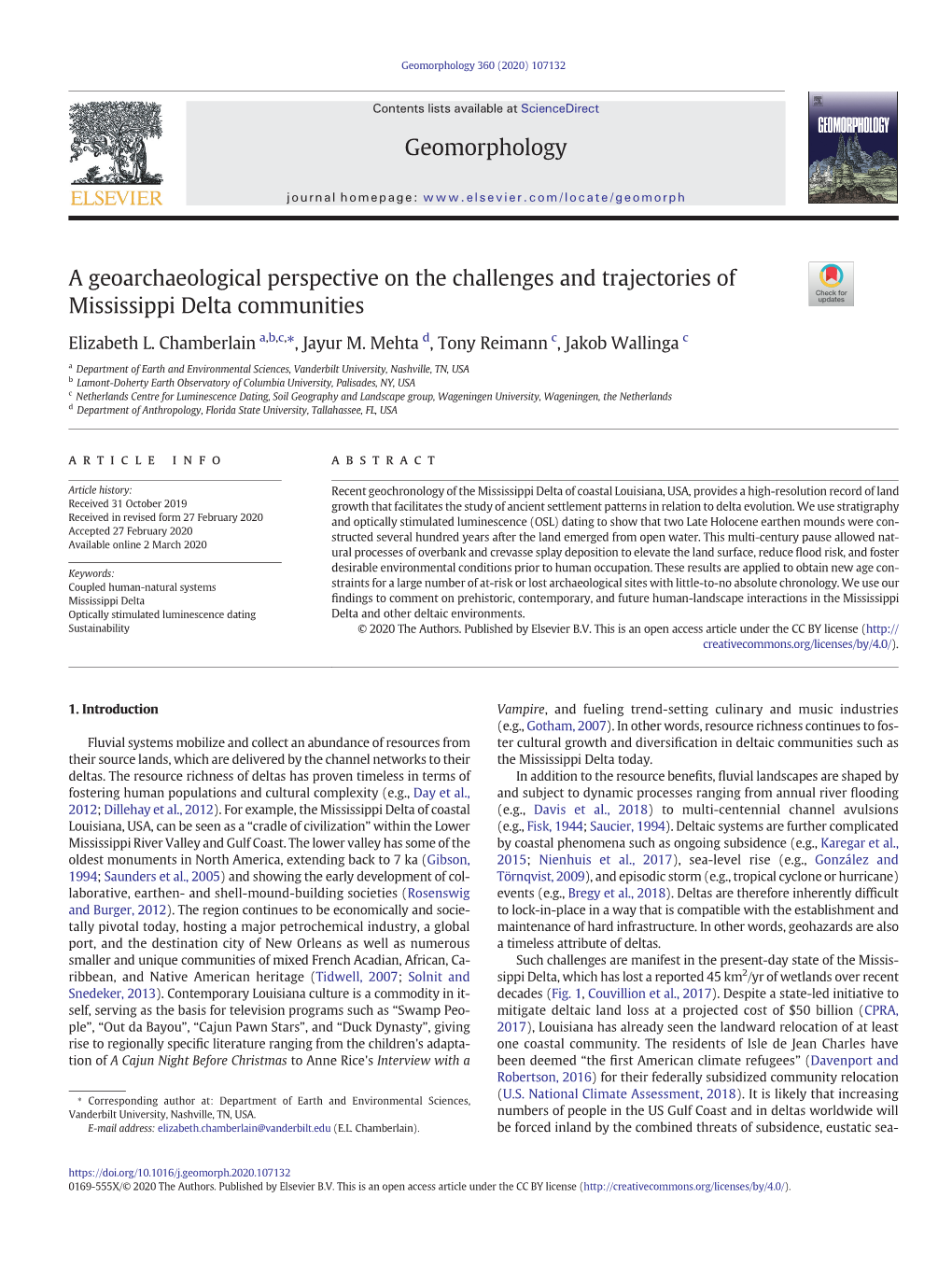 A Geoarchaeological Perspective on the Challenges and Trajectories of Mississippi Delta Communities