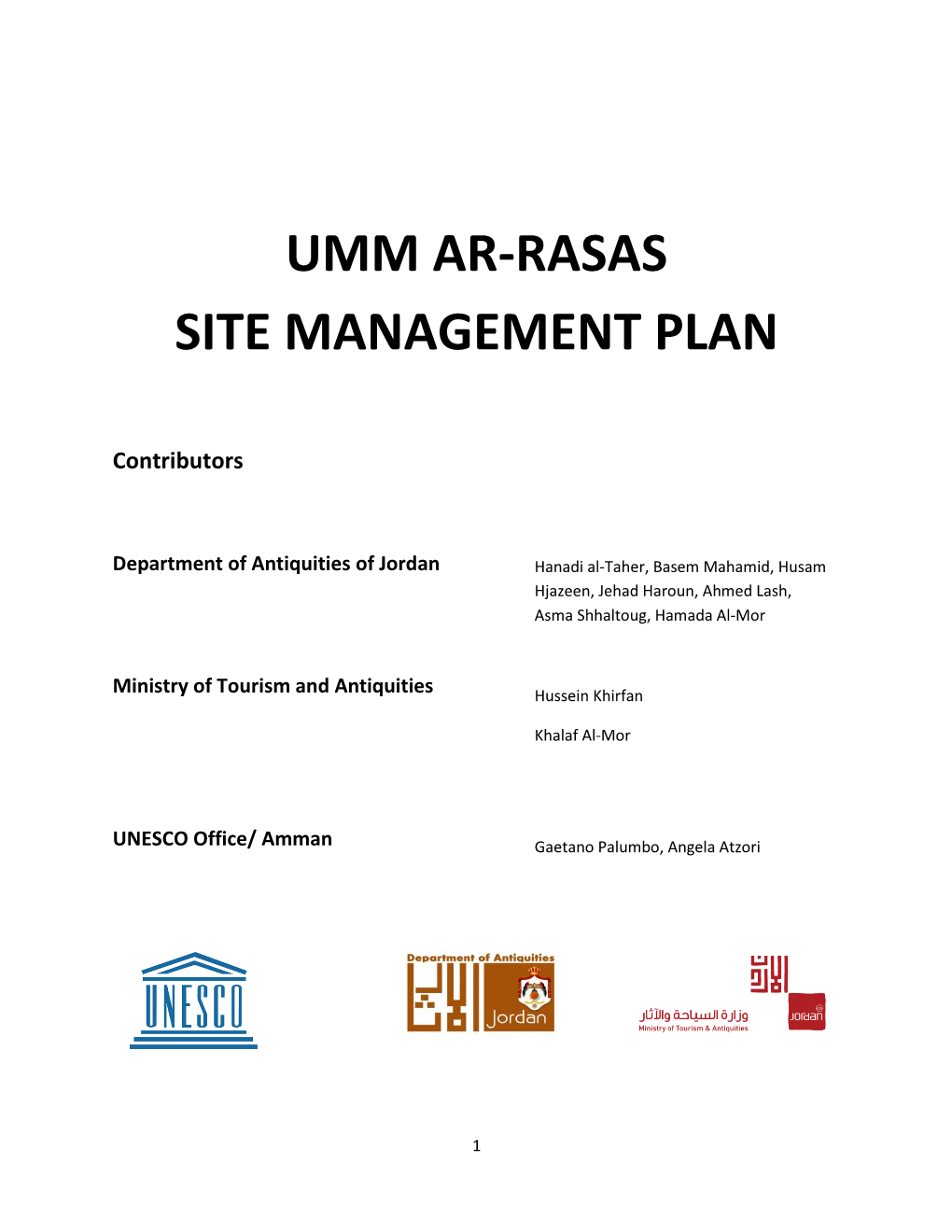 Umm Ar-Rasas Site Management Plan