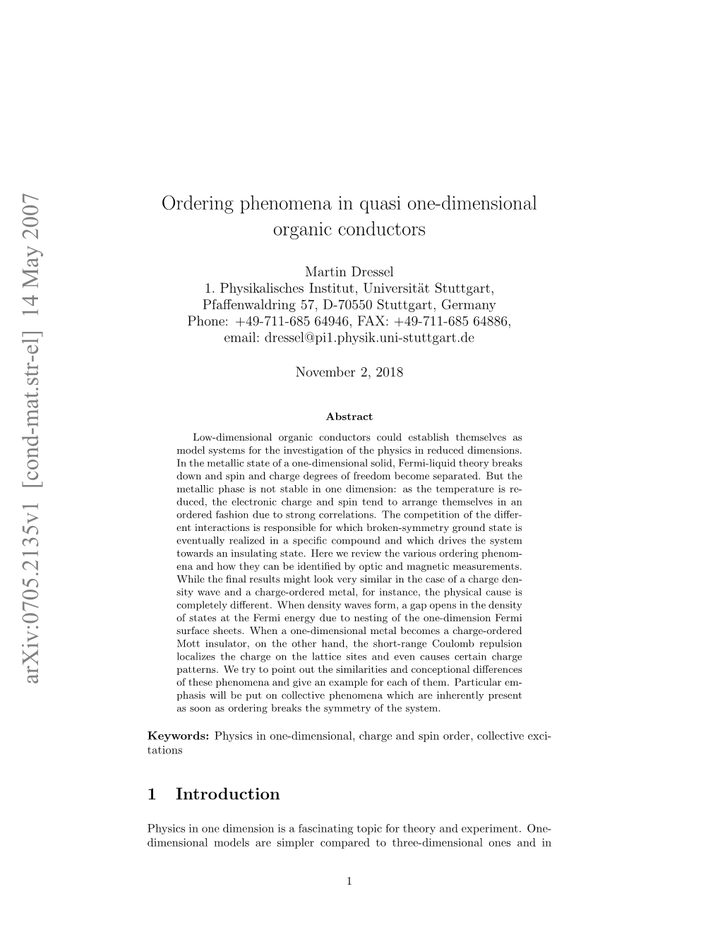 Ordering Phenomena in Quasi One-Dimensional Organic Conductors