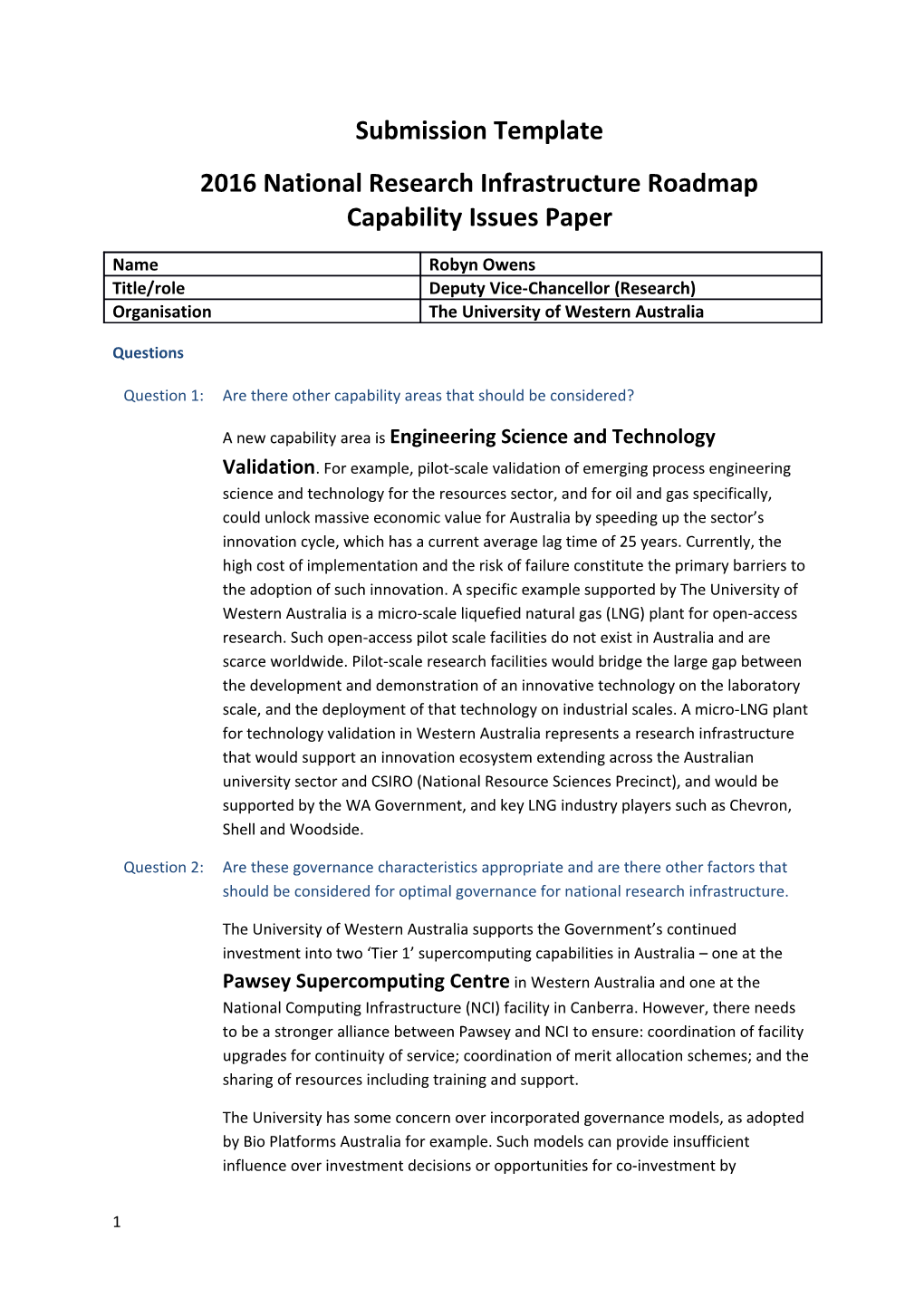 2016 National Research Infrastructure Roadmap Capability Issues Paper