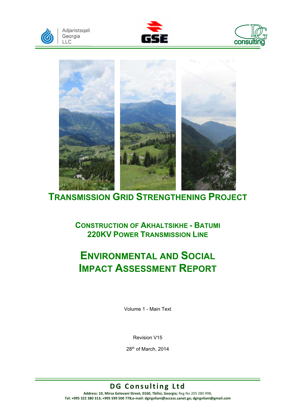Environmental and Social Impact Assessment Report, Volume 1