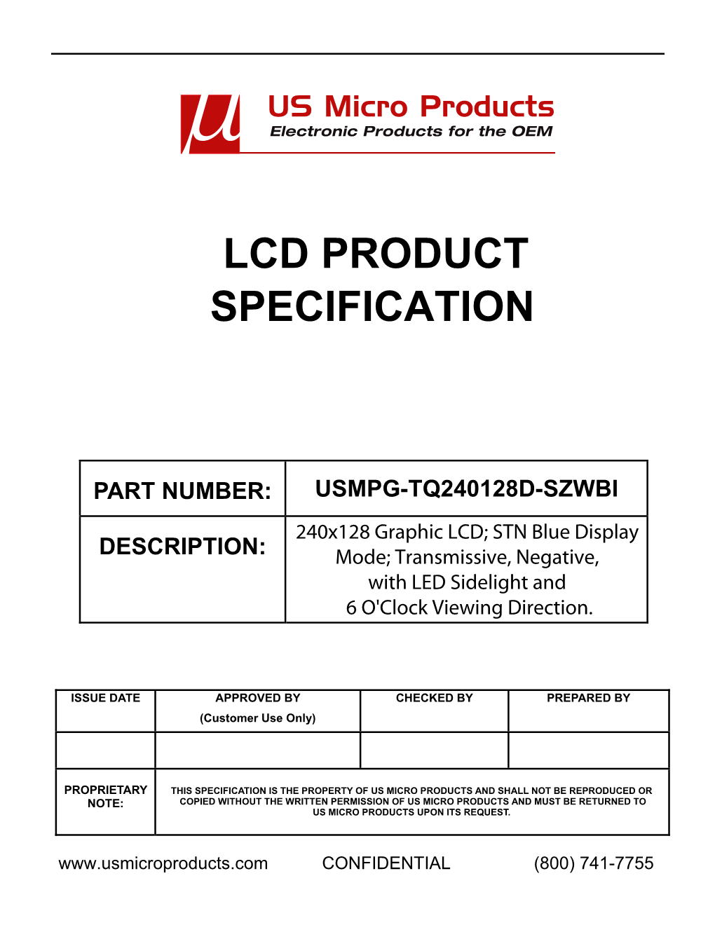 Lcd Product Specification