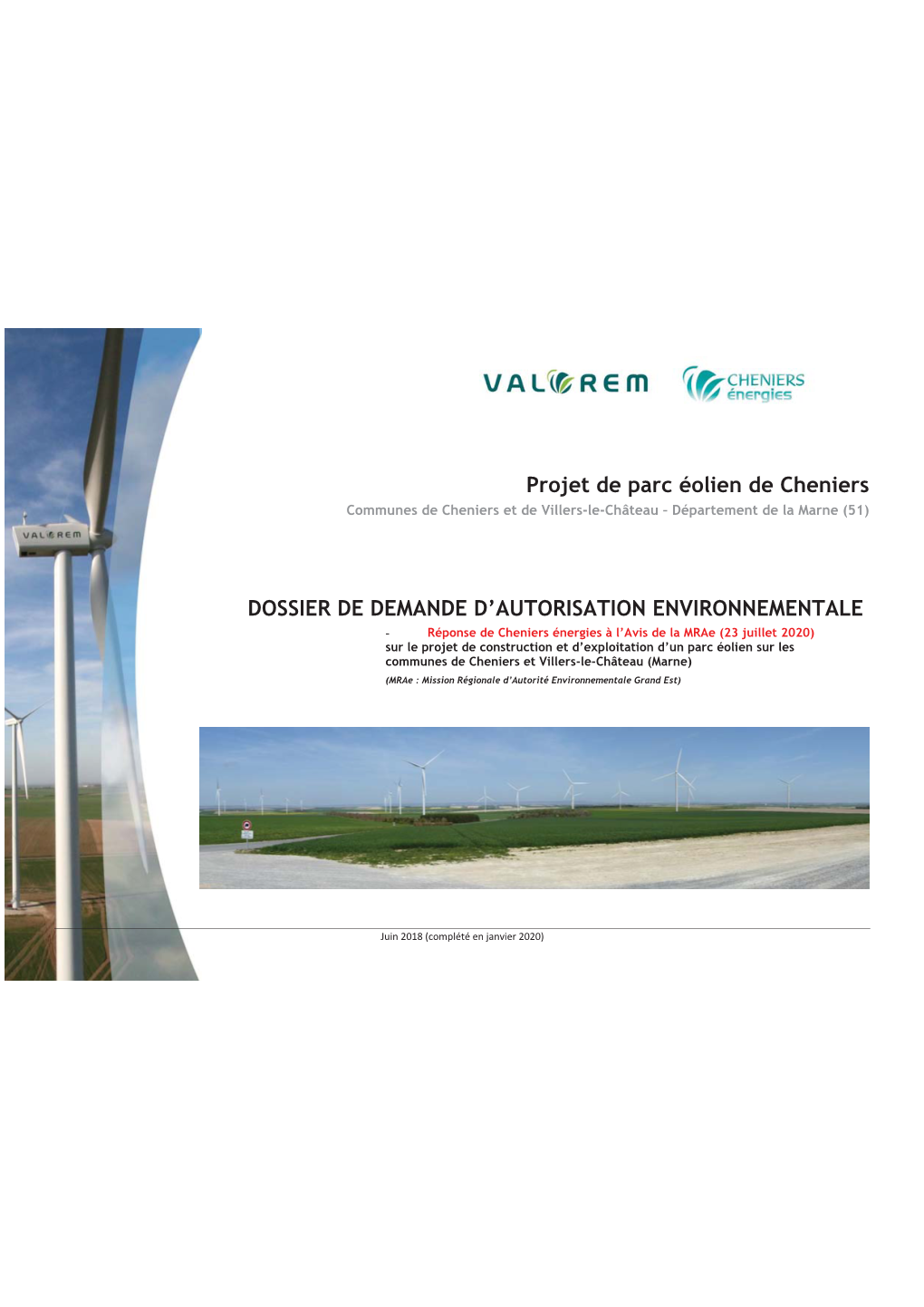 Projet De Parc Éolien De Cheniers DOSSIER