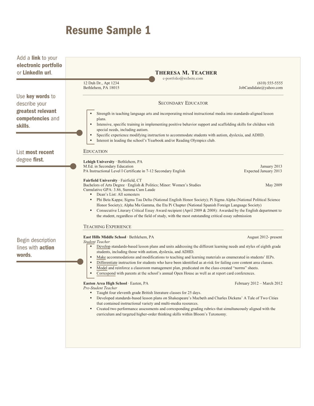 Resume Sample 1