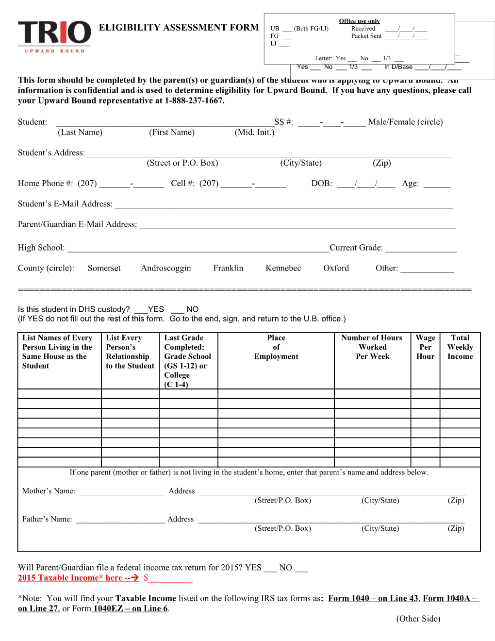 Eligibility Assessment Form