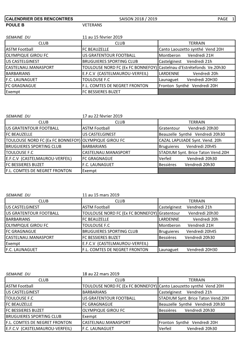 Poule B Veterans