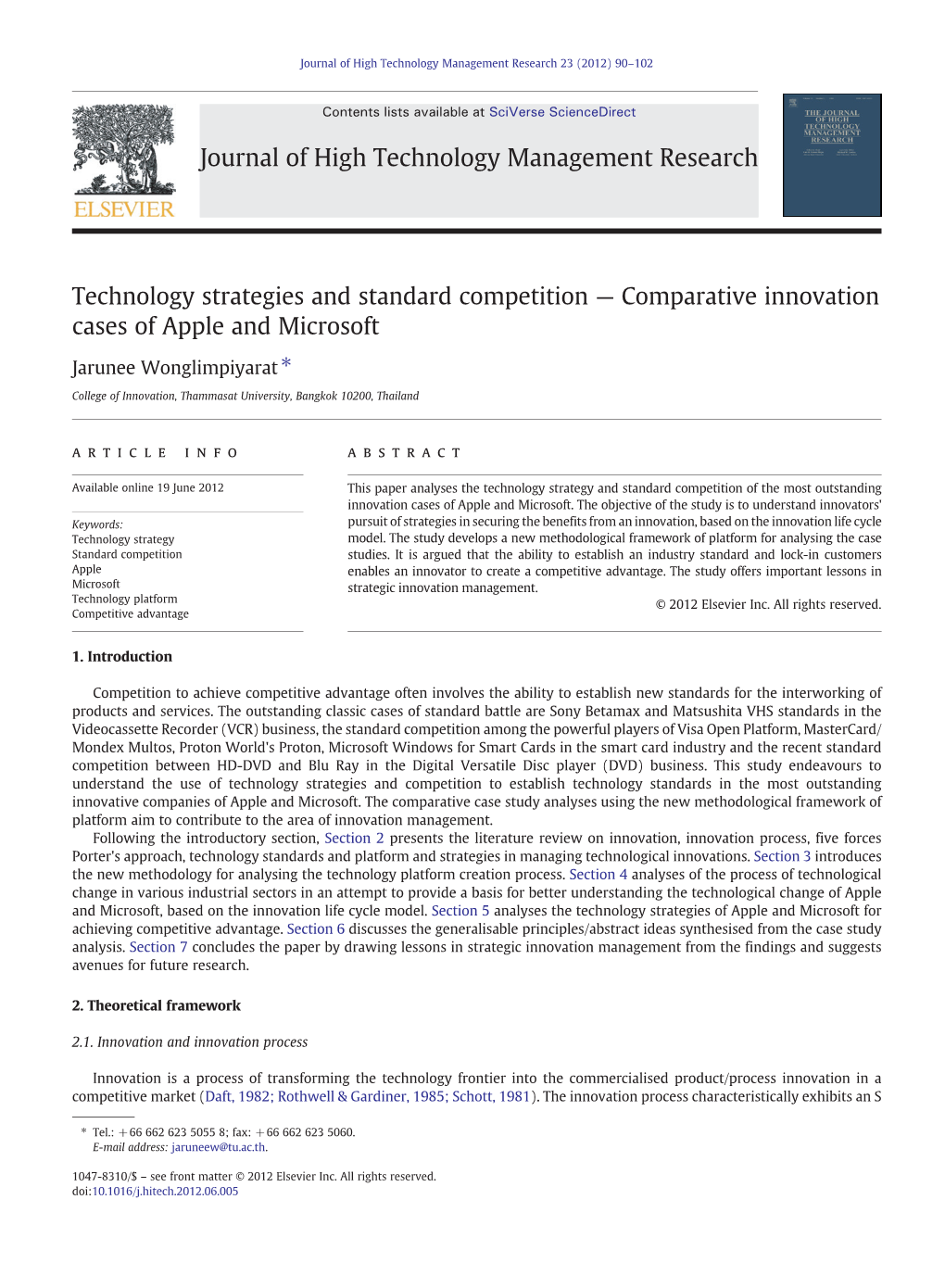 Technology Strategies and Standard Competition — Comparative Innovation Cases of Apple and Microsoft