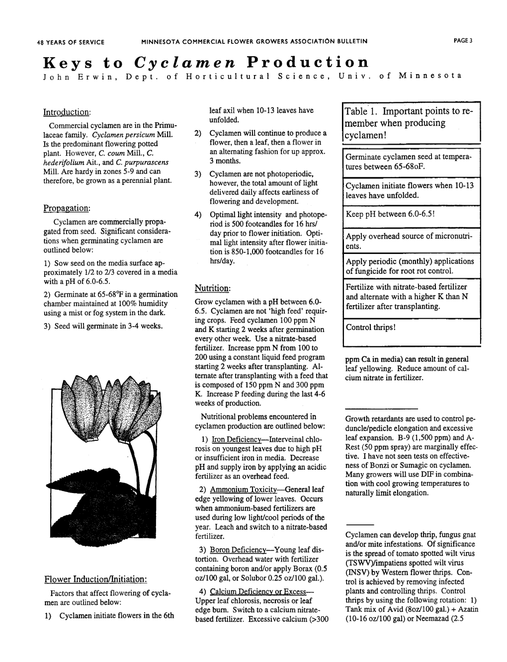 Keys to Cyclamen Production