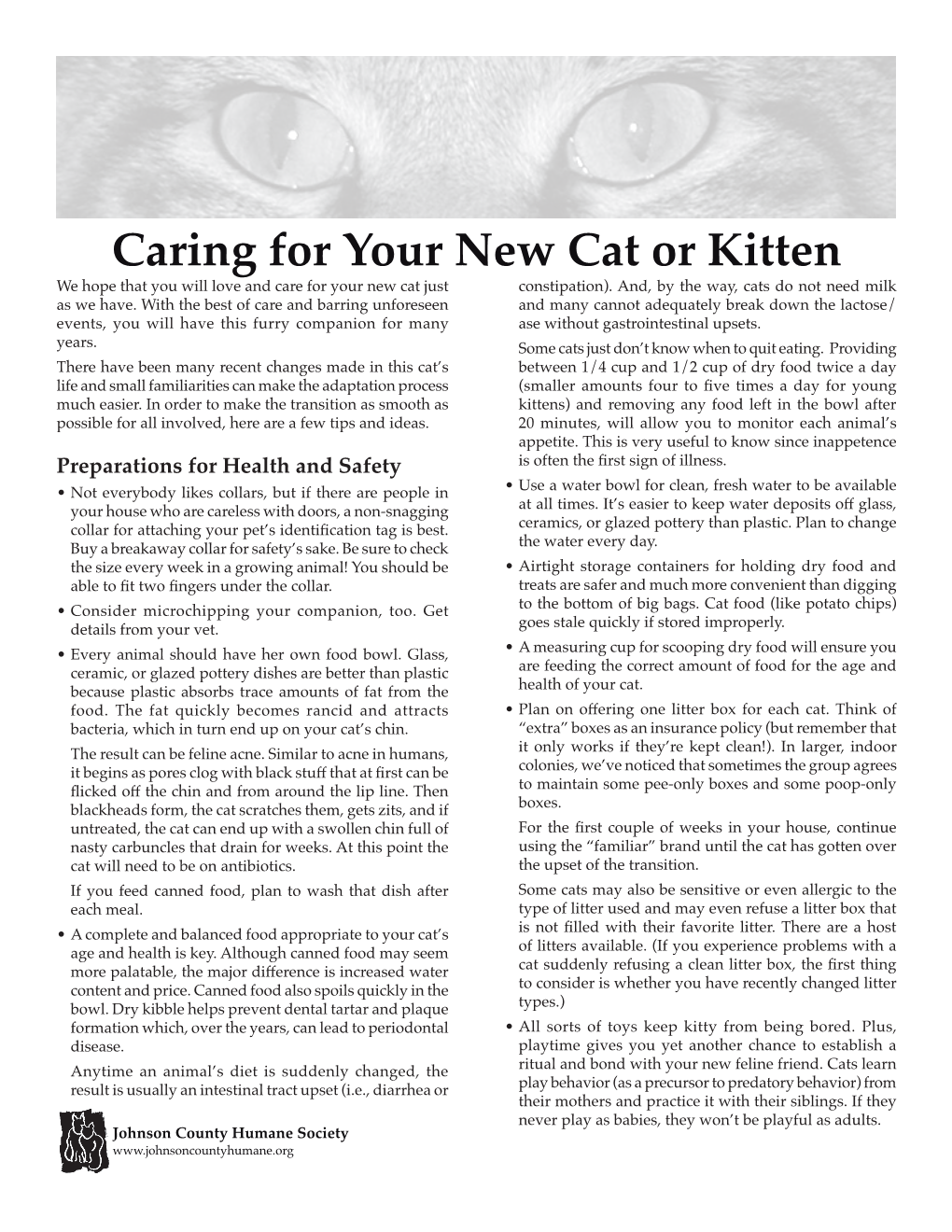 Caring for Your New Cat Or Kitten We Hope That You Will Love and Care for Your New Cat Just Constipation)